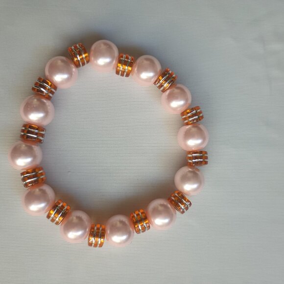 8" Chunky Bead Large Stretch Bracelet Fun Bright Colors Fits Plus Size Wrist - Picture 11 of 14